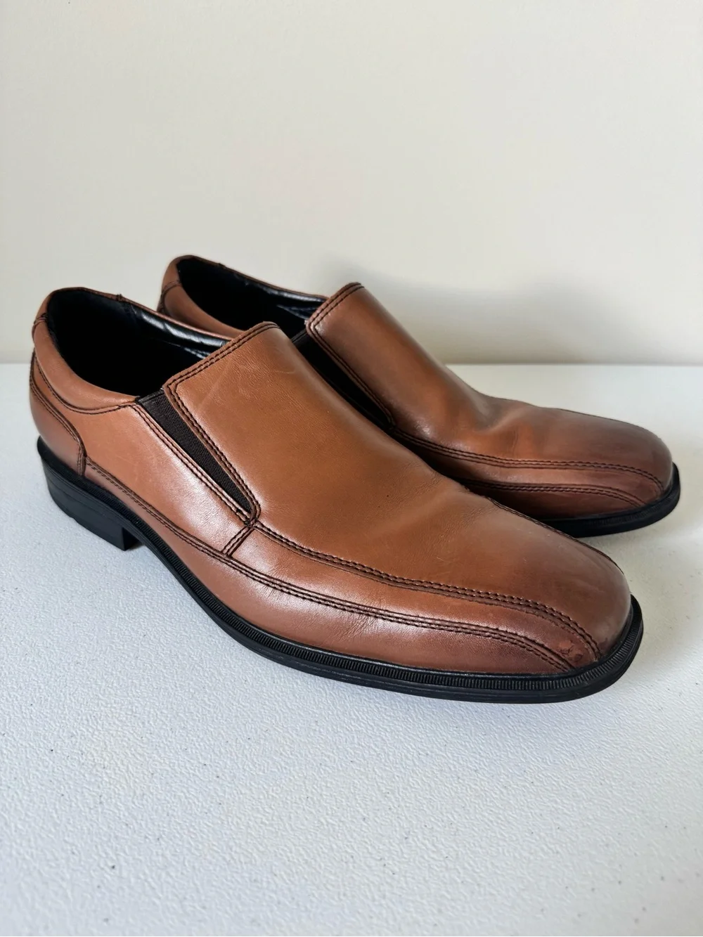 Kenneth Cole Men's Len Brown Leather Slip-On Loafers size 11